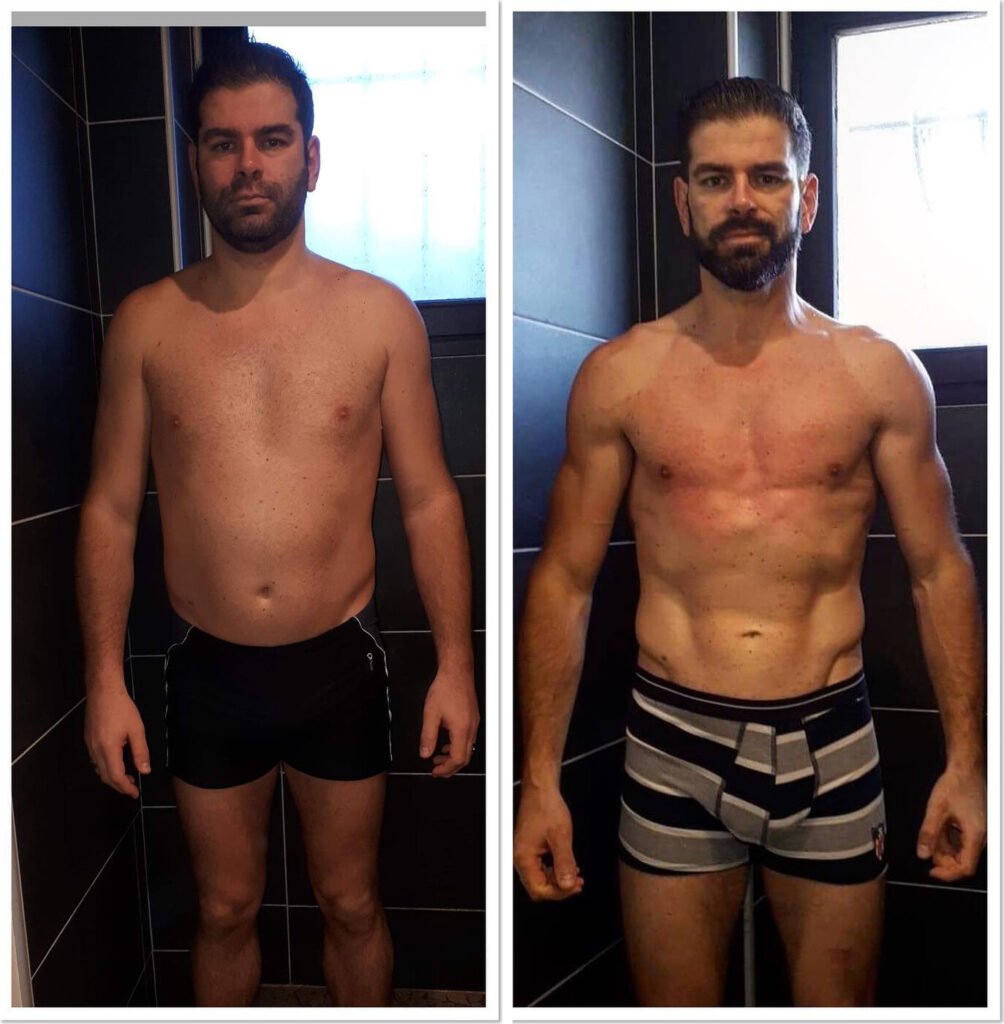 Transformation physique avant/après de Michael (6 mois) – coaching Faress BKH, personal trainer
