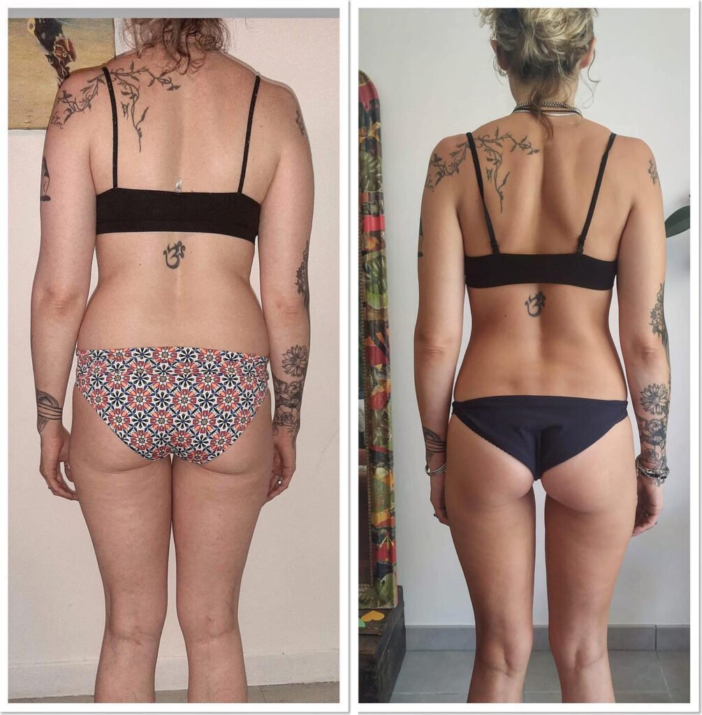 Transformation physique avant/après de Mélusine (6 semaines) – coaching Faress BKH, personal trainer