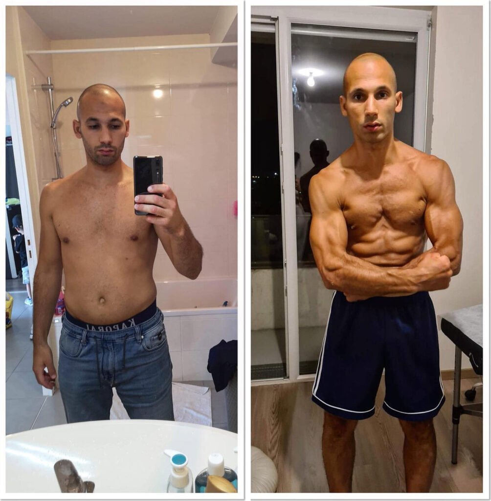 Transformation physique avant/après d'Yanis (10 semaines) – coaching Faress BKH, personal trainer