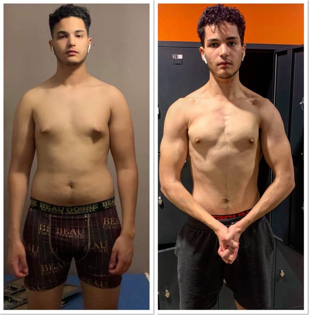 Transformation physique avant/après d'Eyzeed (12 semaines) – coaching Faress BKH, personal trainer