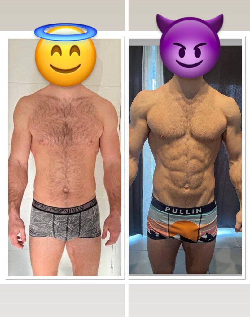 Transformation physique avant/après de Ro – coaching Faress BKH, personal trainer