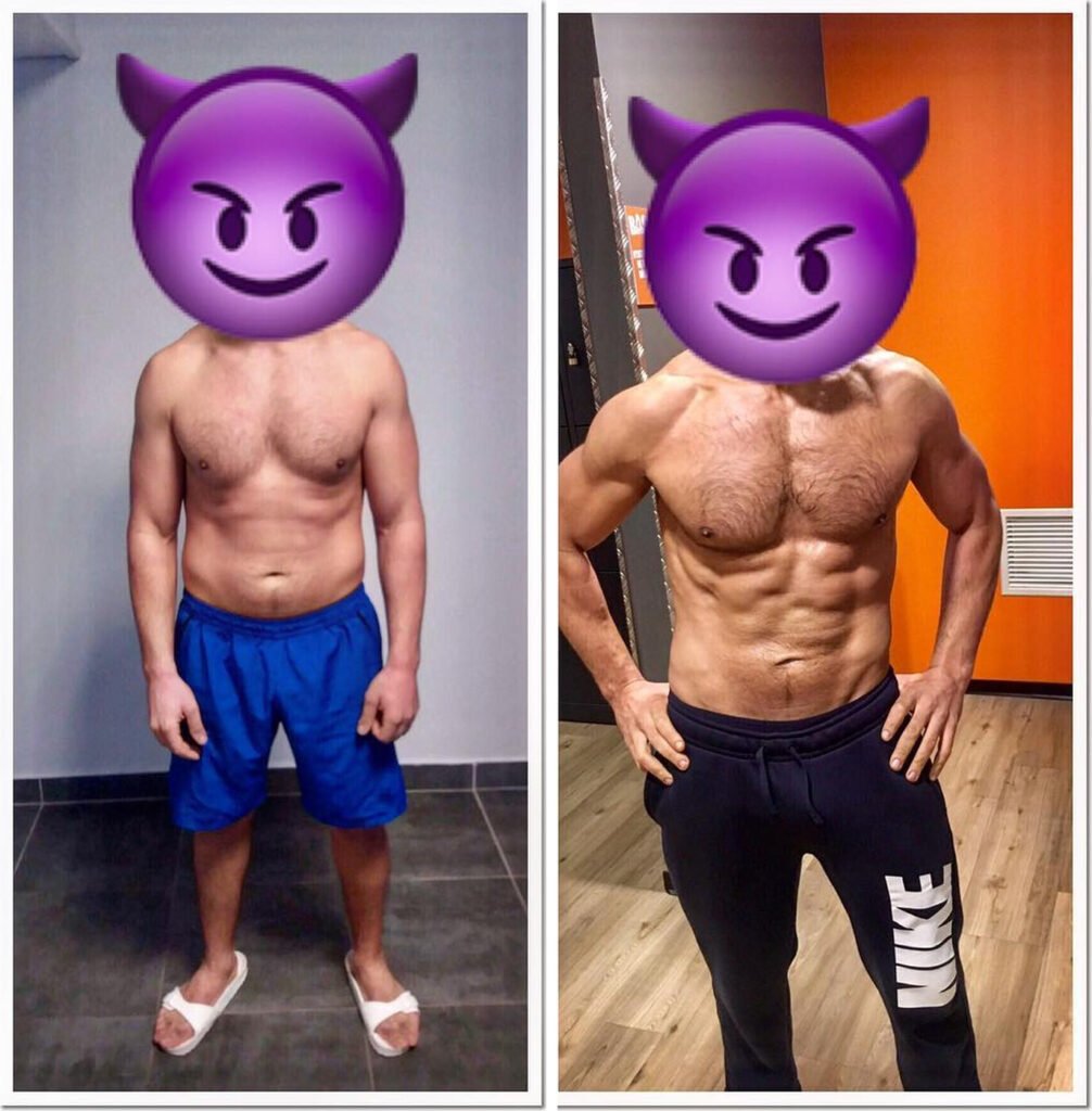 Transformation physique avant/après (12 semaines) – coaching Faress BKH, personal trainer