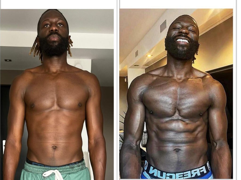 Transformation physique avant/après de Bakary (athlète) – coaching Faress BKH, personal trainer